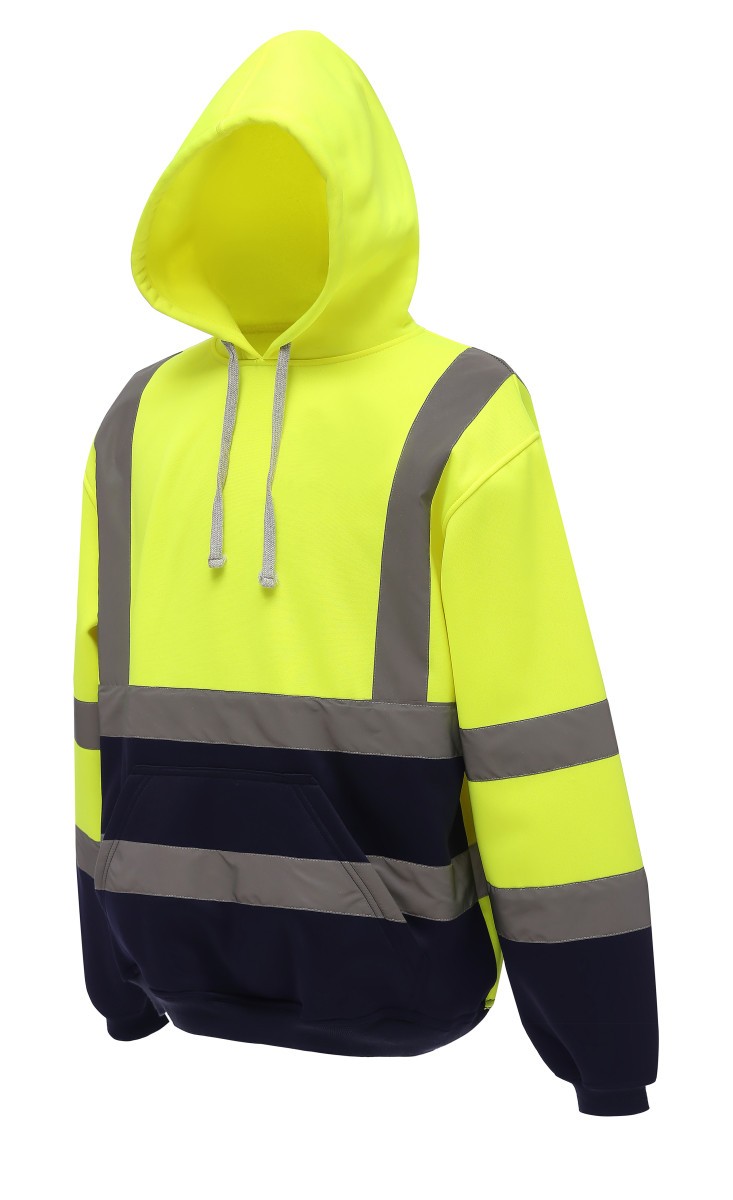 Yoko Hi-Vis Hoodie Yellow/Navy Back EN ISO20471 Class 3