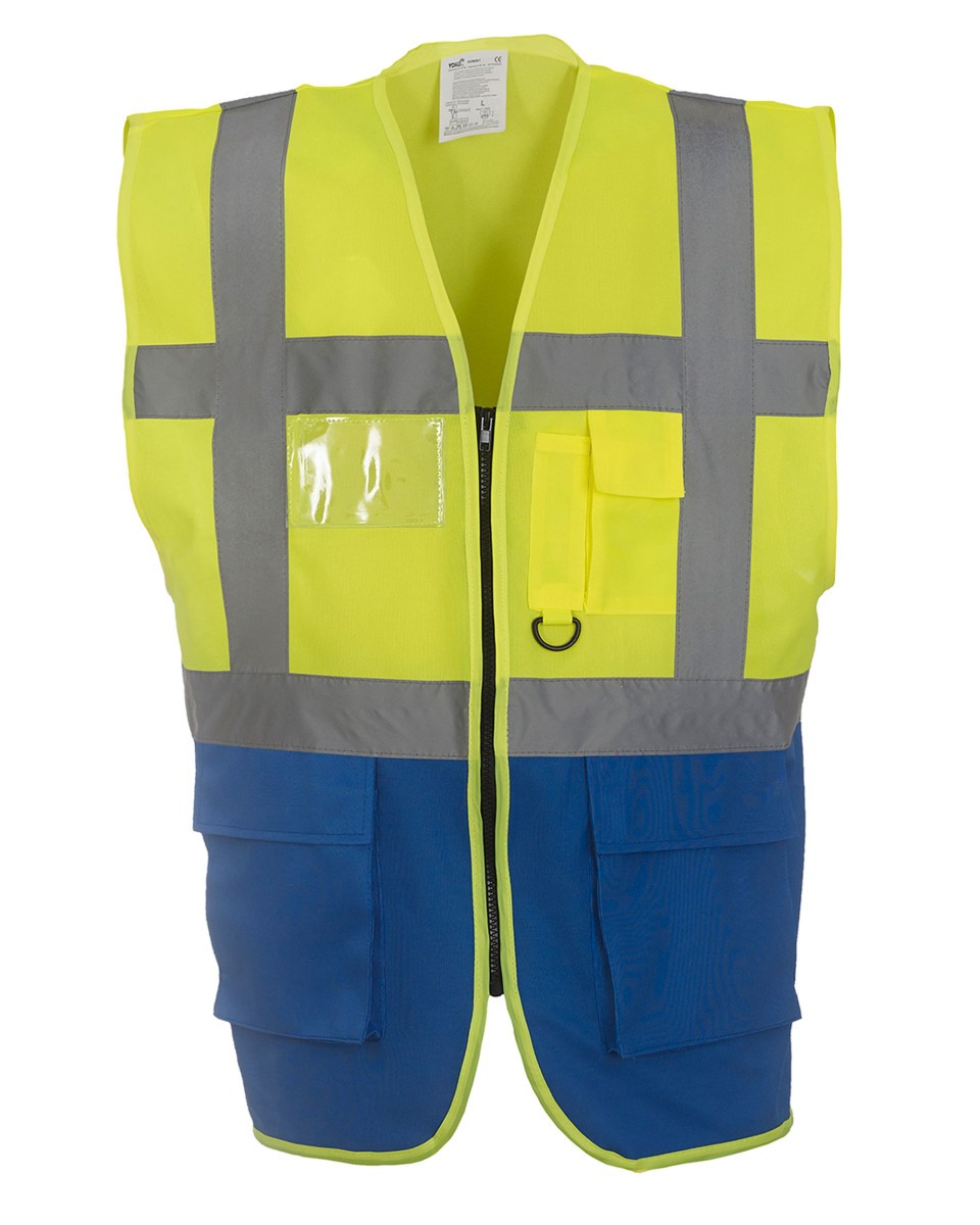 Hi-Vis Executive Waistcoat in Hi-Vis Yellow / Royal