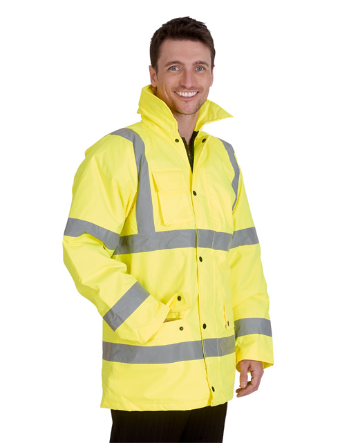 HI-VIS ROAD SAFETY JACKET in Yellow Embroidered or Printed
