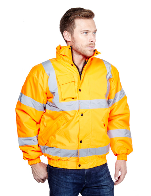 HIGH VISIBILITY BOMBER JACKET in Orange Embroidered or Printed