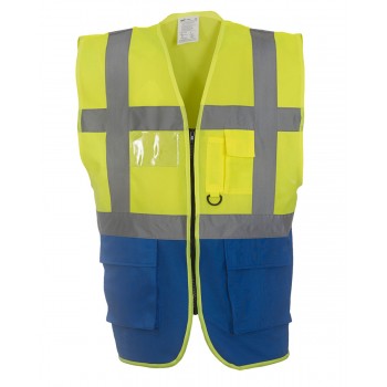 Hi-Vis Executive Waistcoat in Hi-Vis Yellow / Royal