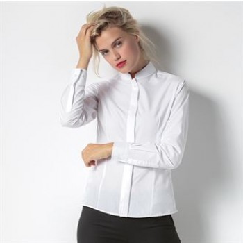 KK261 Kustom Kit Women's mandarin collar fitted shirt long sleeve