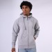 Peach Finish Zip hoodie Model Front Grey