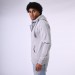 Peach Finish Zip hoodie Model Side Grey