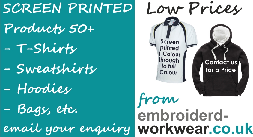 Screen Printed T-shirts, Sweatshirts and Hoodies Screen Printed T-Shirts, Sweatshirts, Hoodies, Hi-Vis, Bags